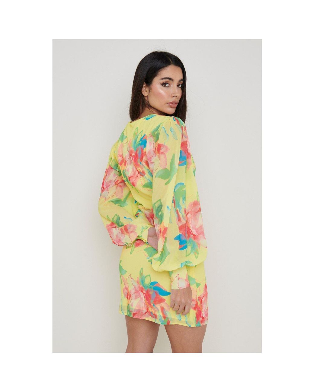 Pretty Lavish Yellow Anais Cut Mini Dress
