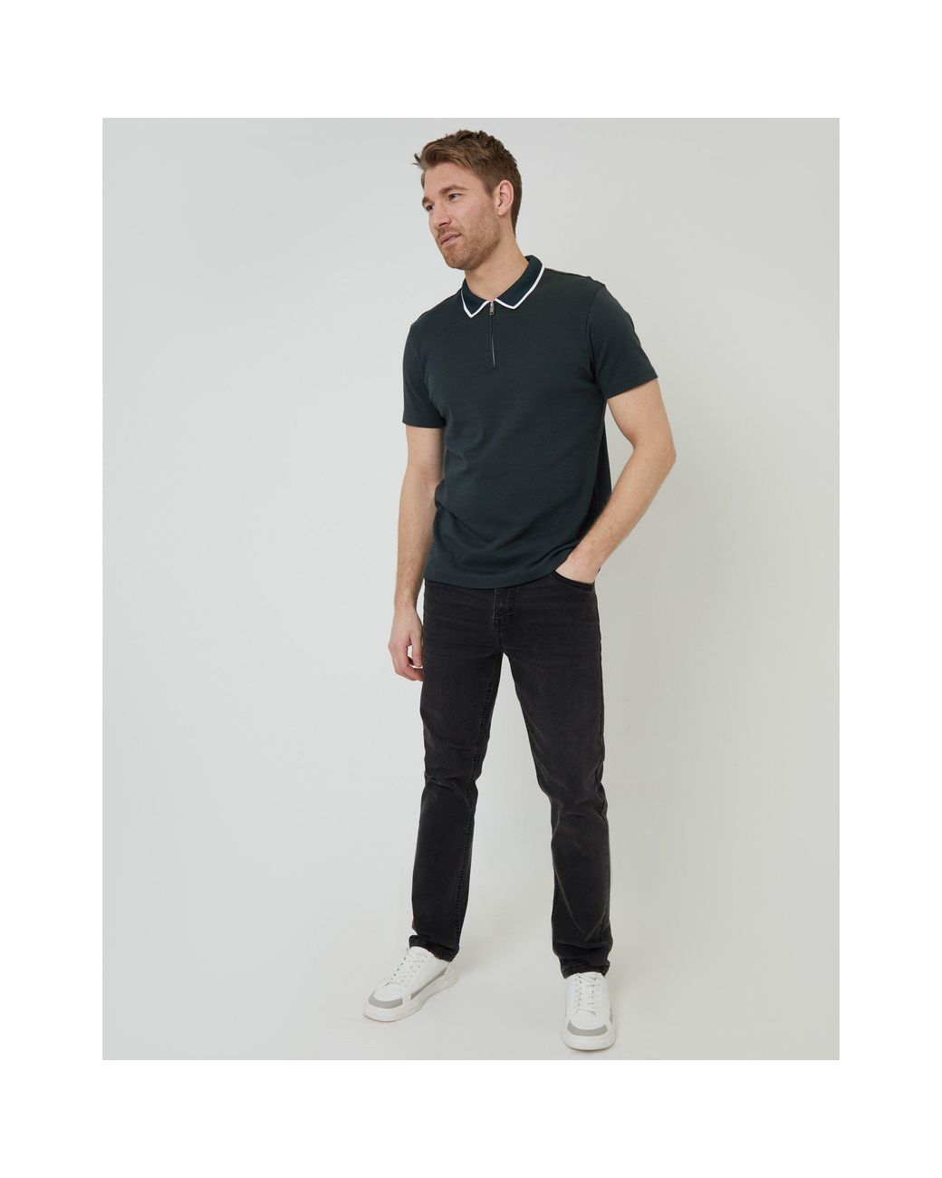 Threadbare Gray Short-Sleeve Polo Shirt for men