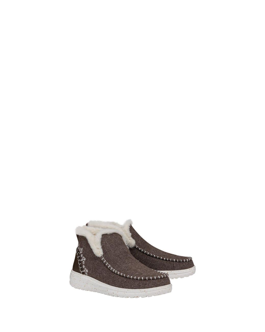 HeyDude Brown Denny Wool Faux Shearling Boots
