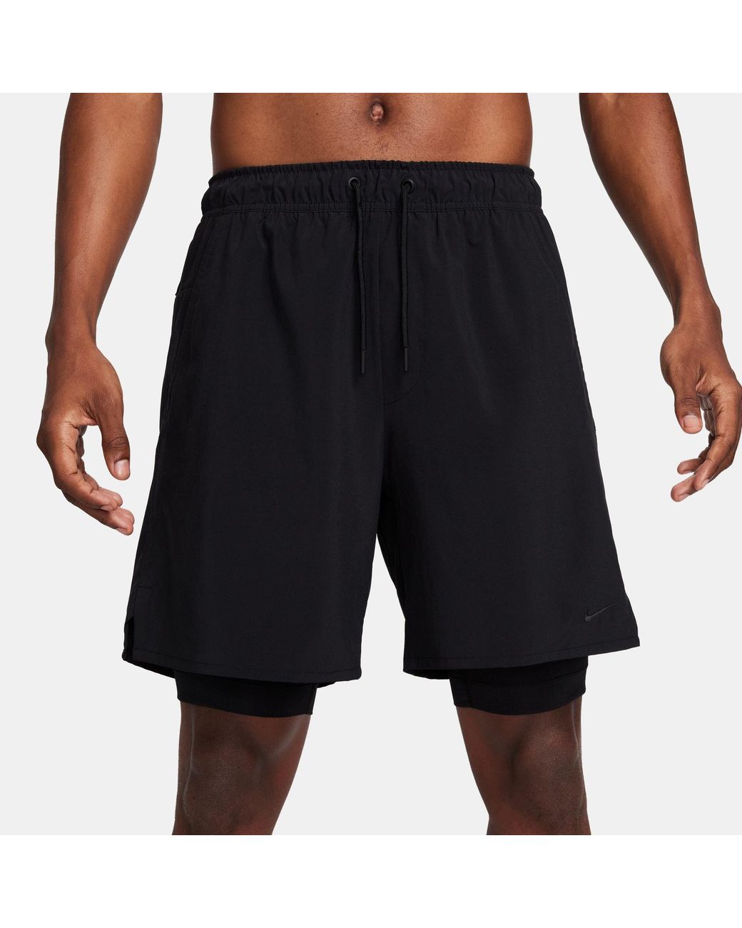 Nike Black Dri-Fit Unlimited 7 2-In-1 Woven Fitness Shorts for men