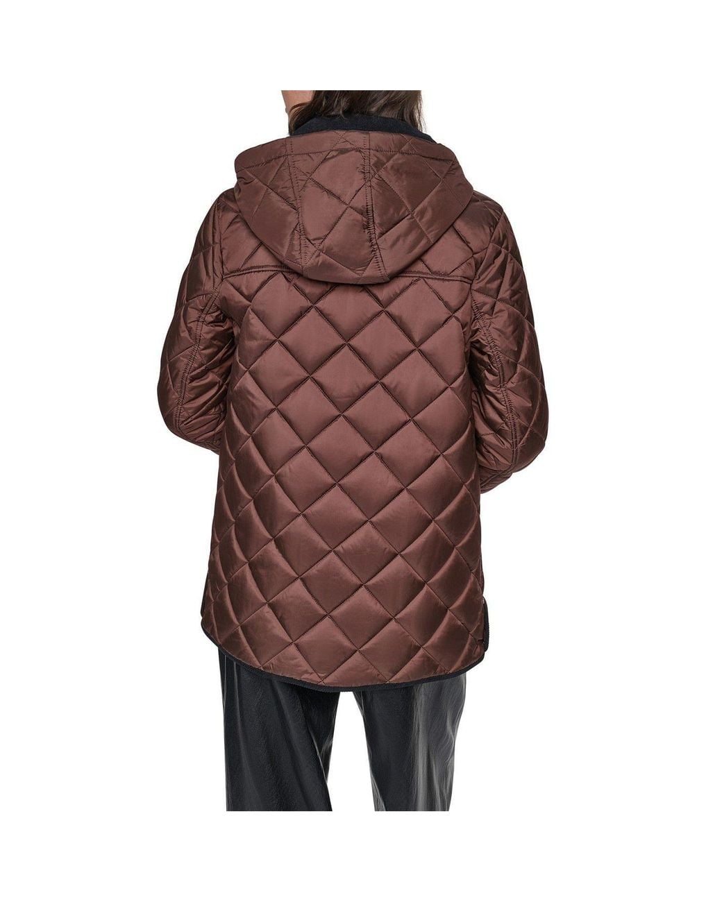 DKNY Brown Mid Outerwear Quilted Jacket