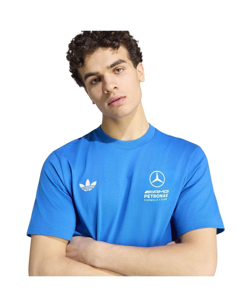 Adidas Originals Blue Mercedes-Amg Petronas F1 Team Cotton T-Shirt for men