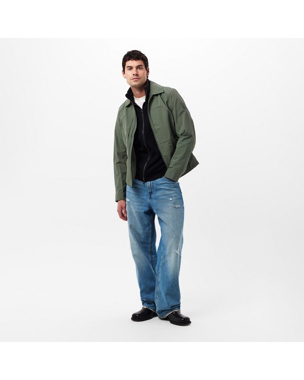 Belstaff Green Classic Fit Overshirt for men