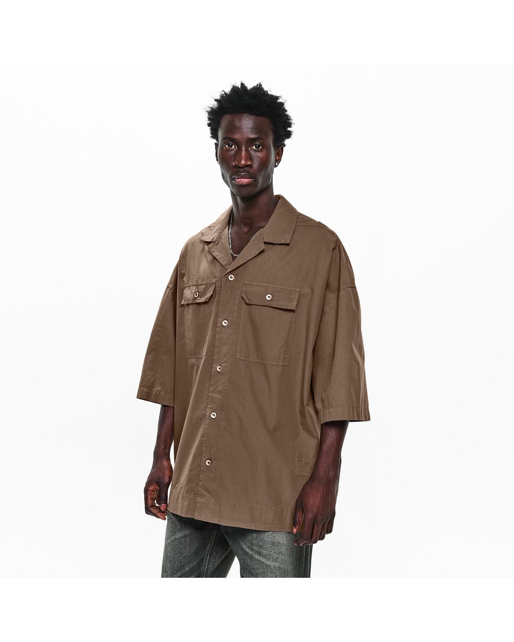 Rick Owens Brown Short Sleeve Plain Shirt for men