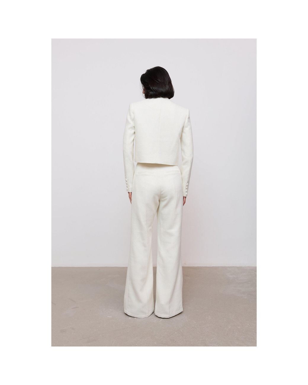 Odd Muse White Tweed Slim Flare Trousers
