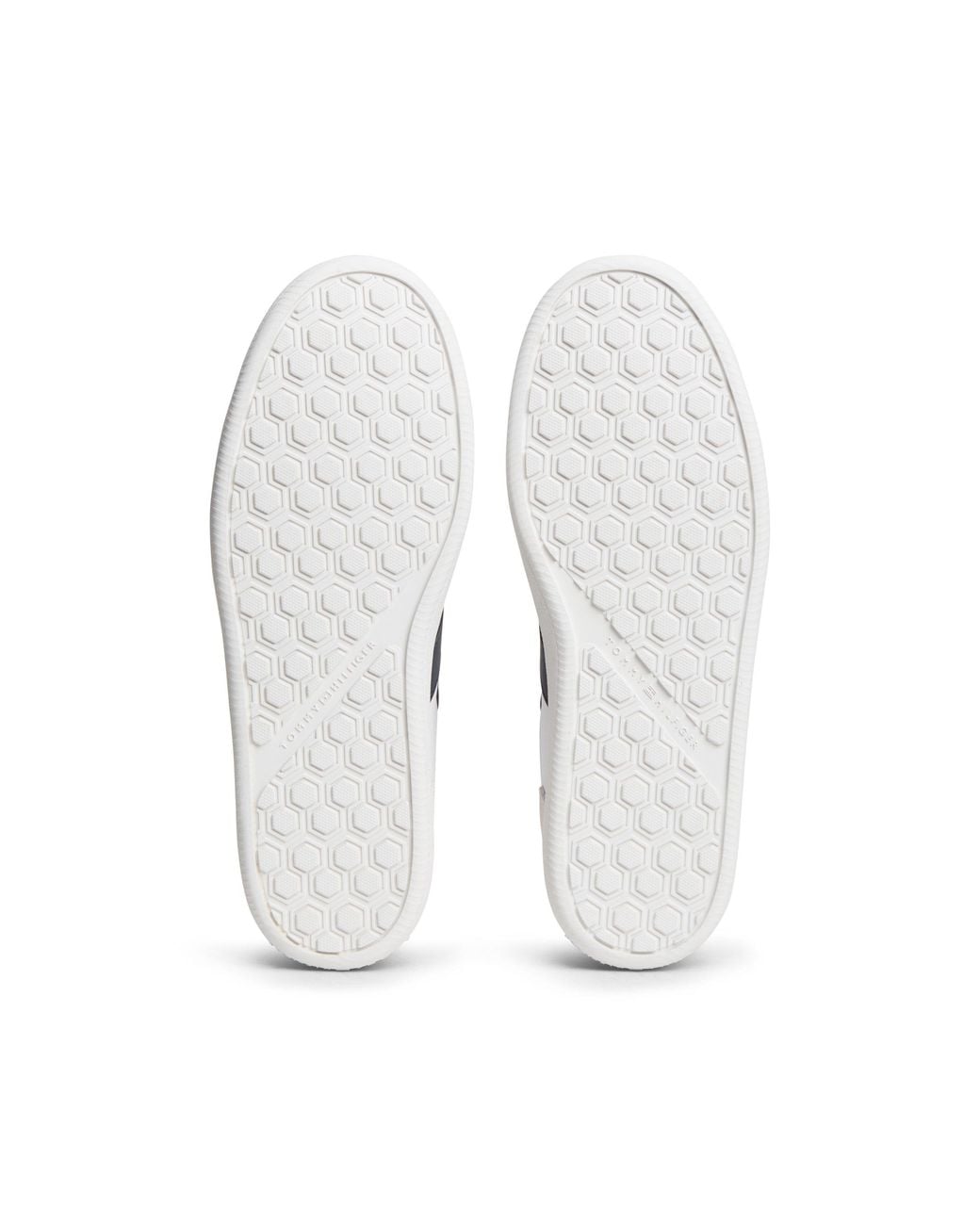 Tommy Hilfiger White Th Tribeca Leather Mixed Texture Trainers for men