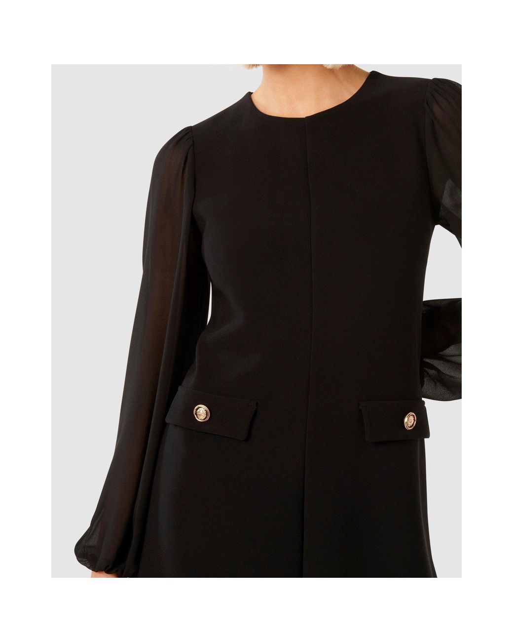 Forever New Black Jessie Sheer Sleeve Mini Dress