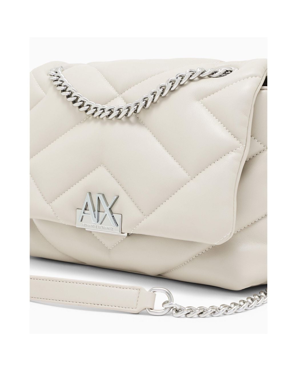 ARMANI EXCHANGE Brown Vicky Quilted Faux Leather Chain Strap Shoulder Bag