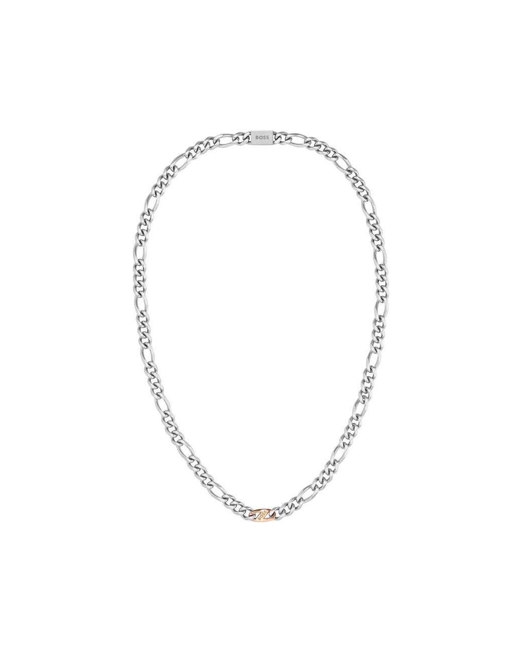 Boss Metallic Rian Stainless Steel Figaro Magnetic Chain Necklace for men