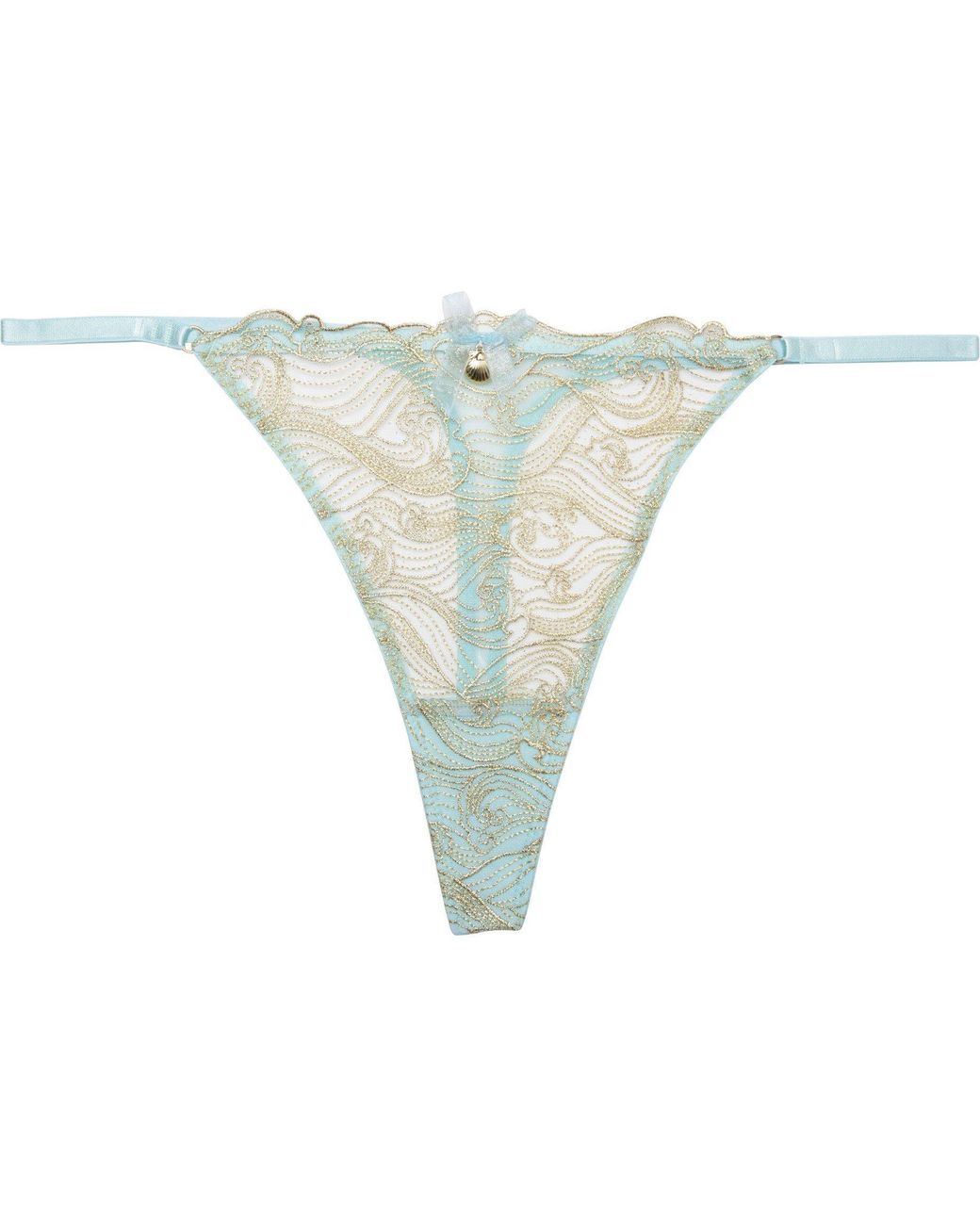 Playful Promises Gray Ayaka Wave Embroidery Tanga Thong