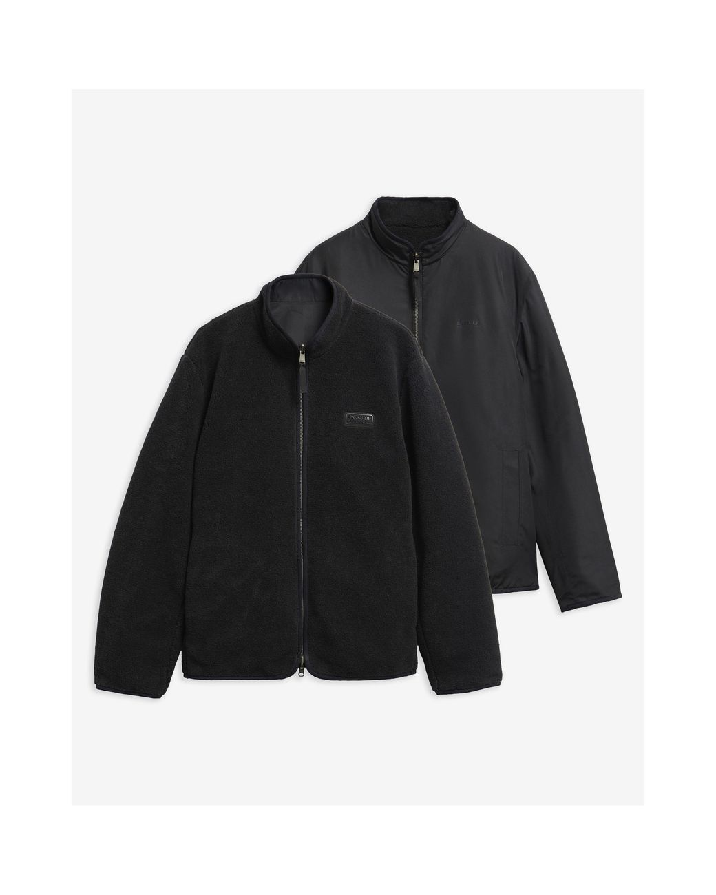 Barbour Black Reverse Fleece Teddy Coat for men