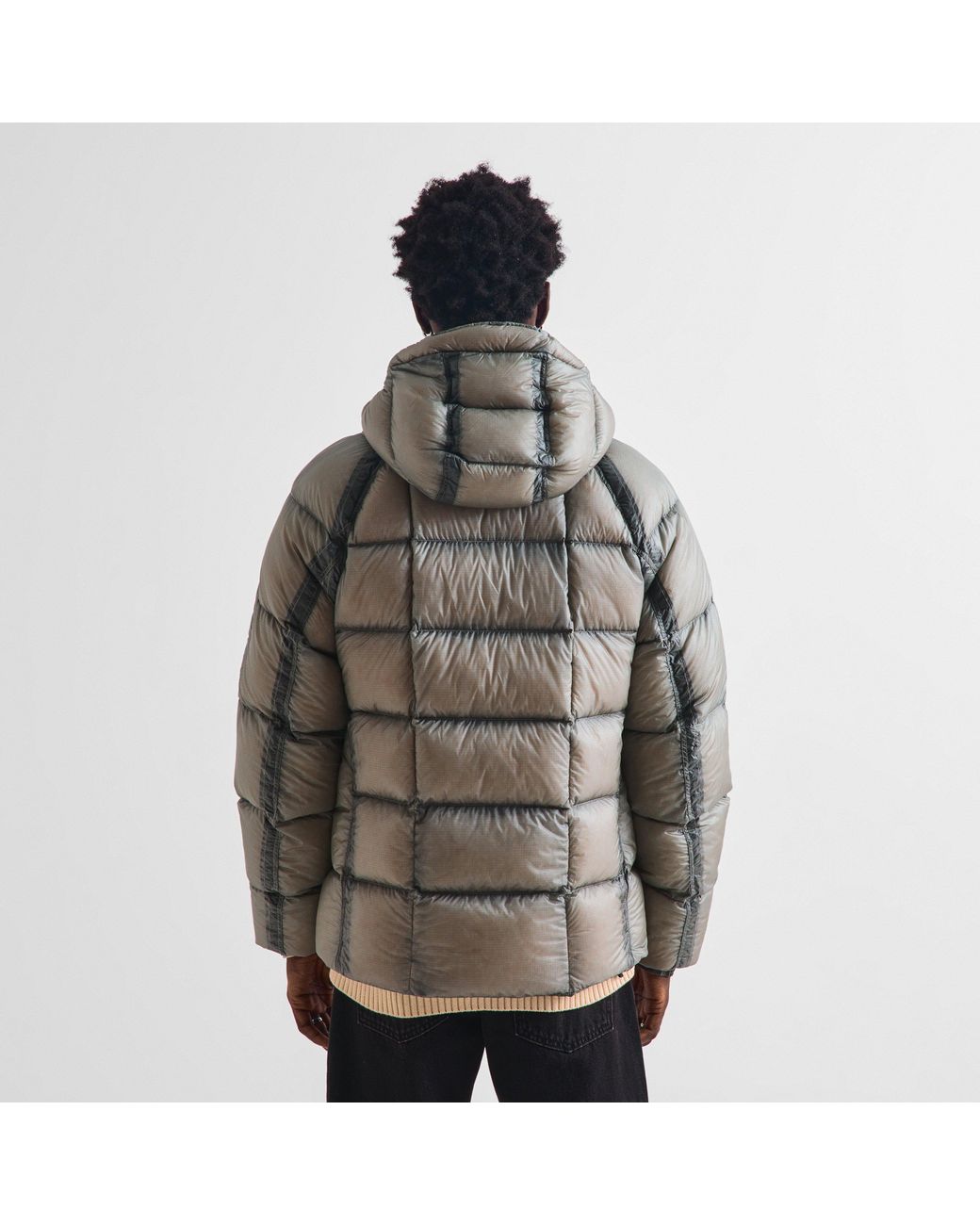 C P Company Gray Dd Shell Sn64 Duck Down Full-Zip Hooded Puffer Jacket for men
