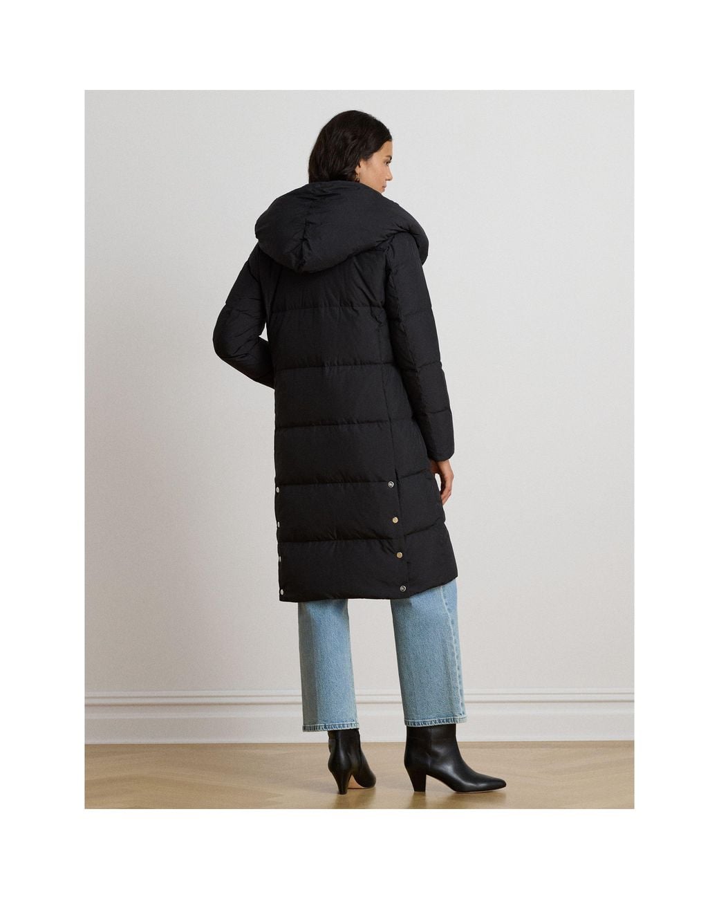 Ralph Lauren Black Vesty Longline Hooded Puffer Jacket