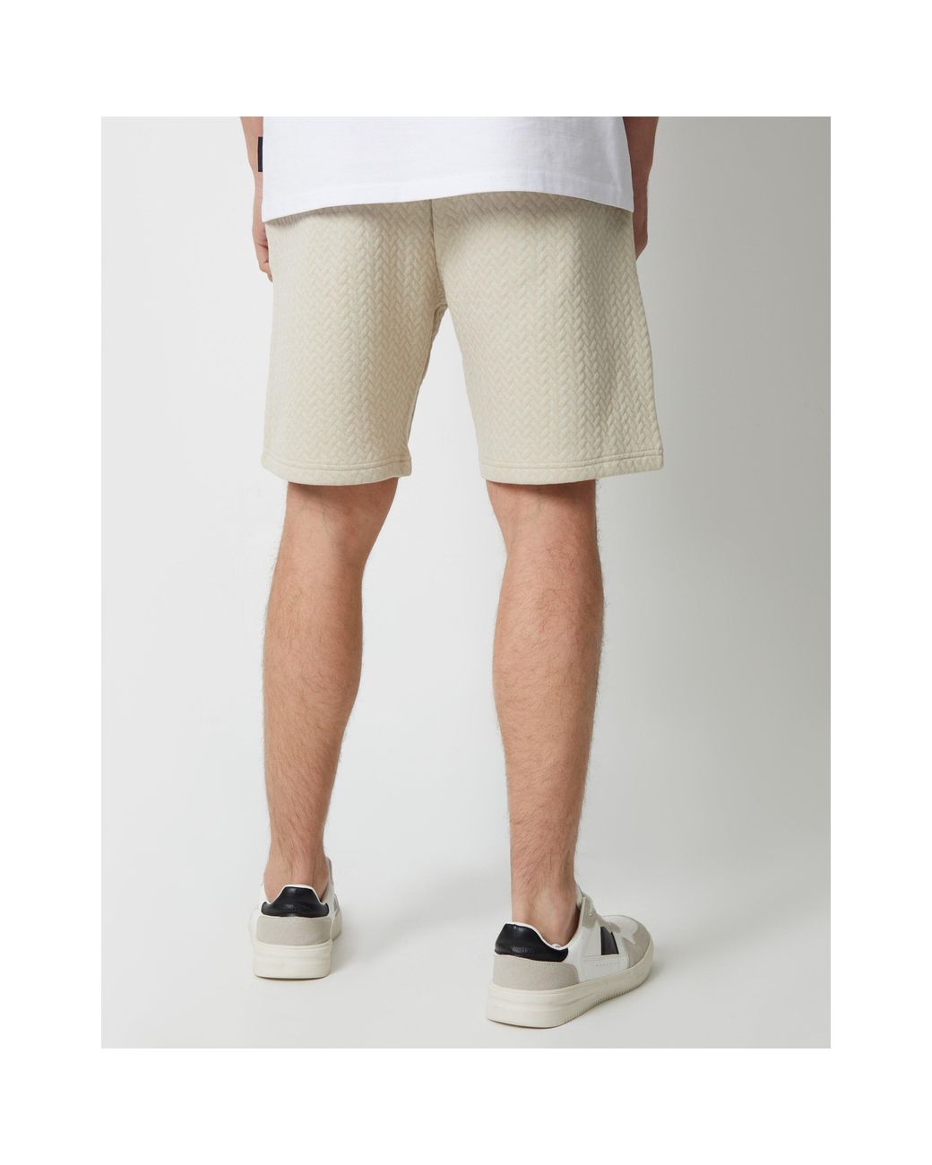 Threadbare White Fleece Jogger Shorts for men