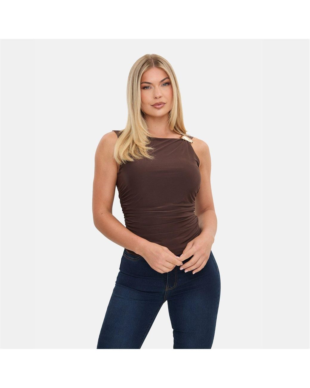 I Saw It First Brown Slinky Fashion Top