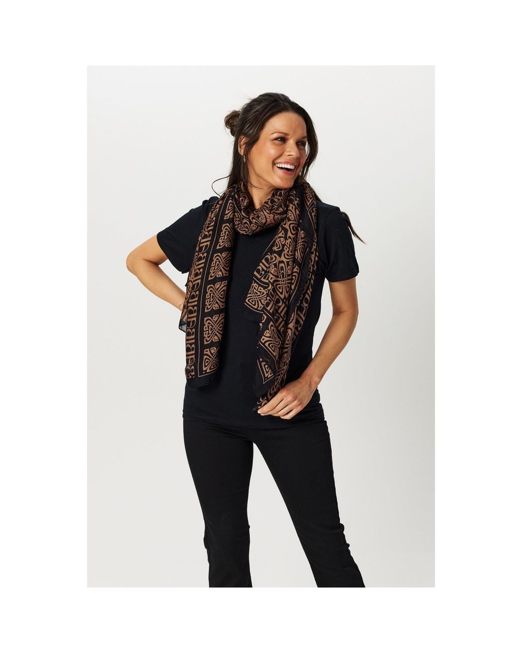Biba Brown Blair Logo Scarf