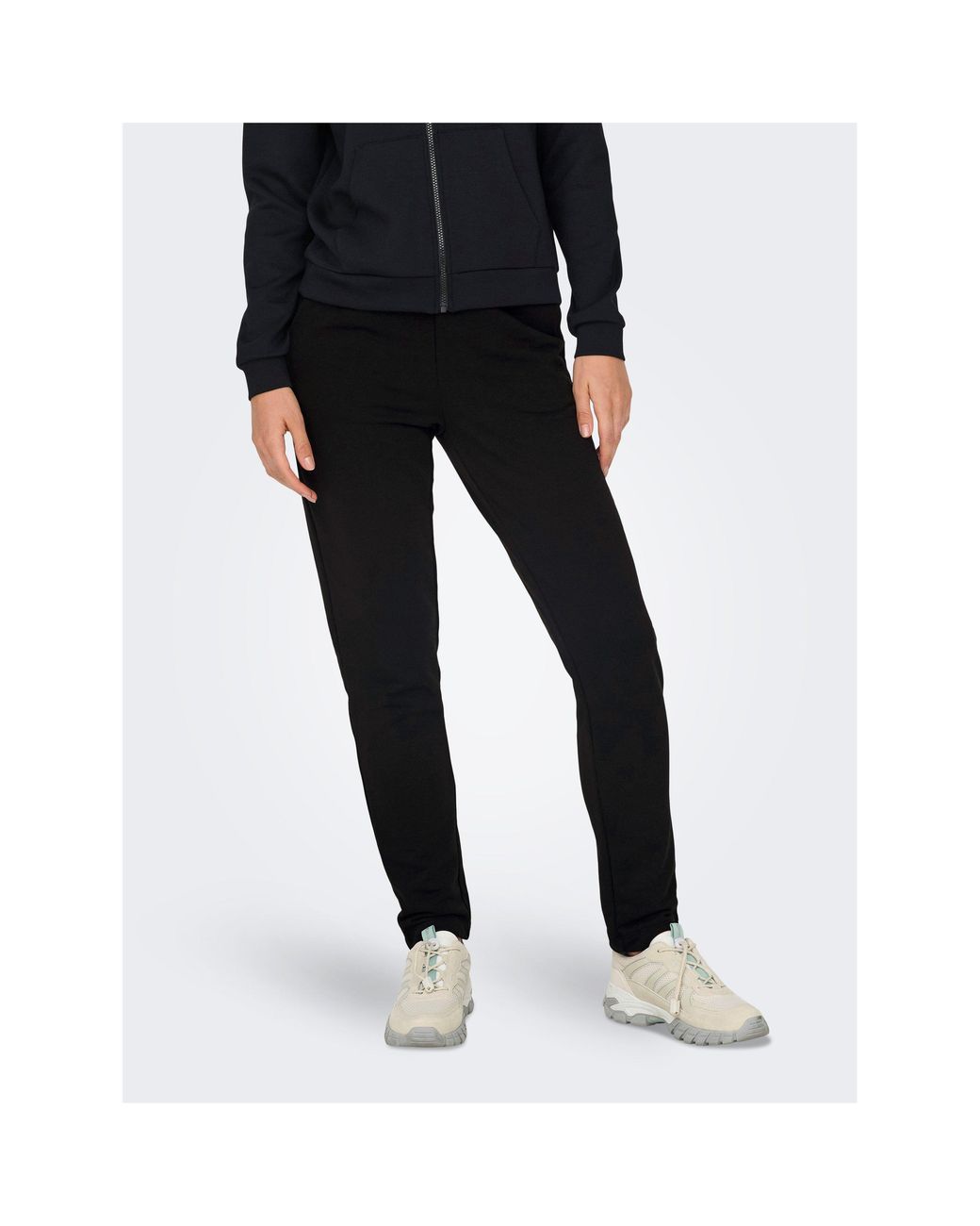 Only Play Black Mid-Waist Open Hem Fleece Joggers