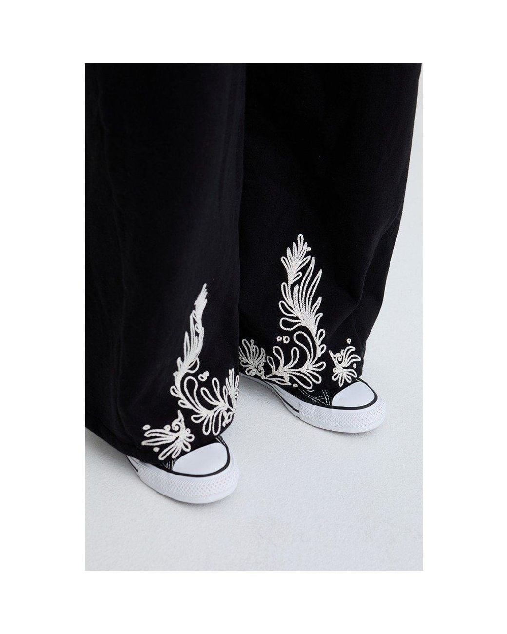 Raffya Black Marmalade Embroidered Wide Leg Trouser