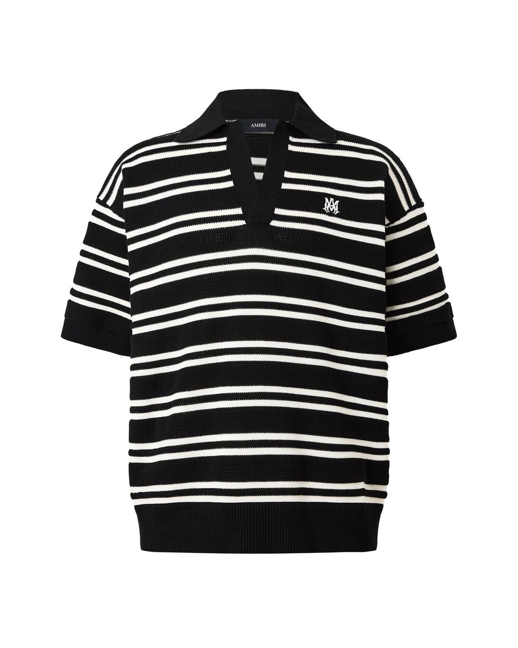 Amiri Black Ma Chateau Striped Cotton Short-Sleeve Polo
