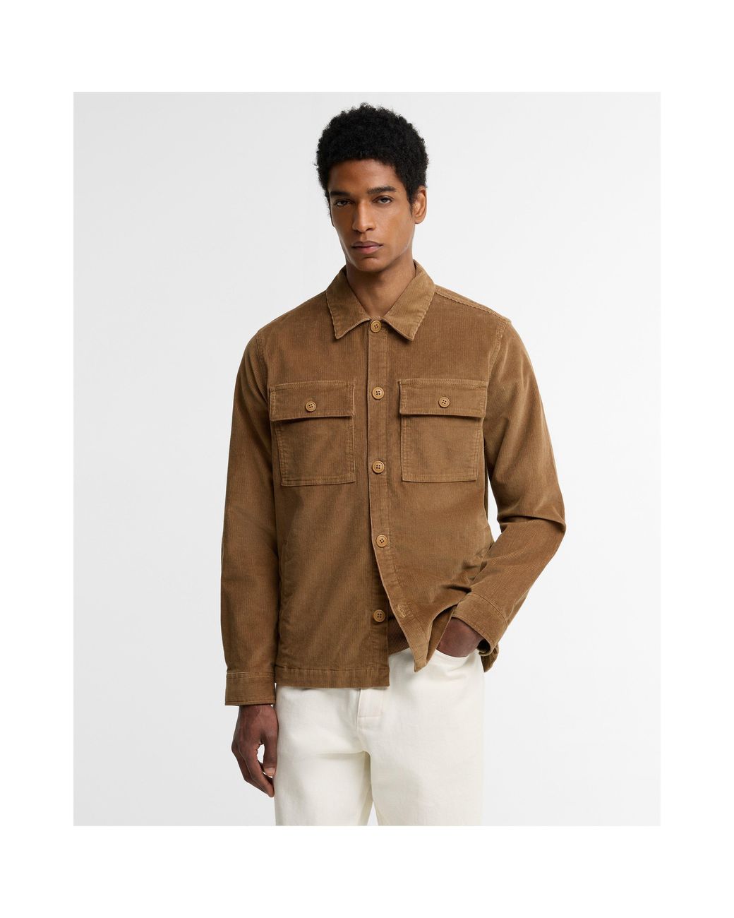 Barbour Brown Cord Cotton Long Sleeve Overshirt for men