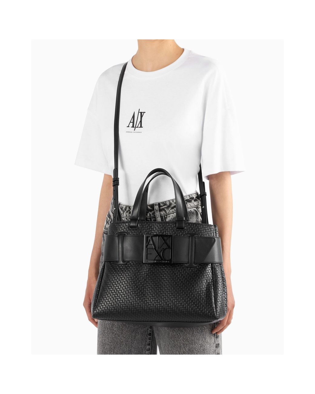 ARMANI EXCHANGE Black Shopping Bag