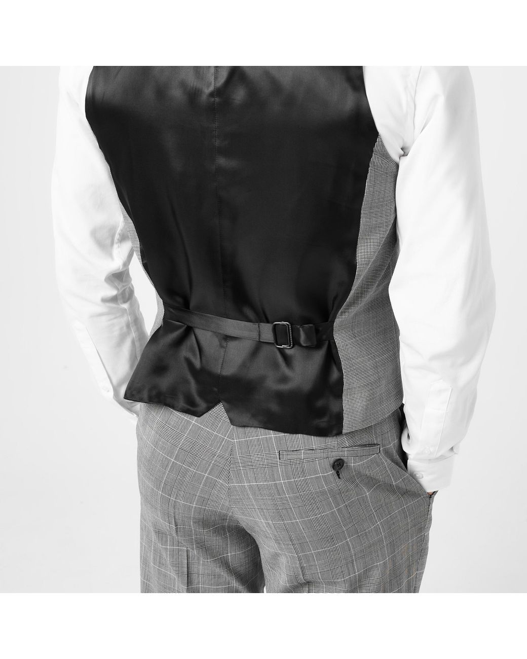 Without Prejudice Gray Perrin Slim Fit Check Waistcoat for men