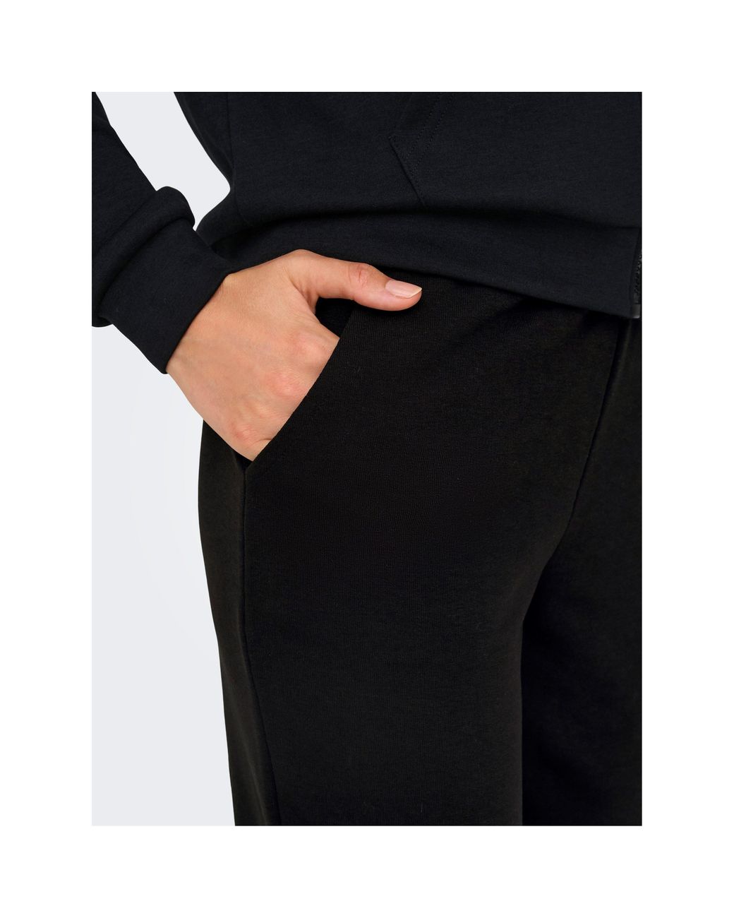 Only Play Black Mid-Waist Open Hem Fleece Joggers