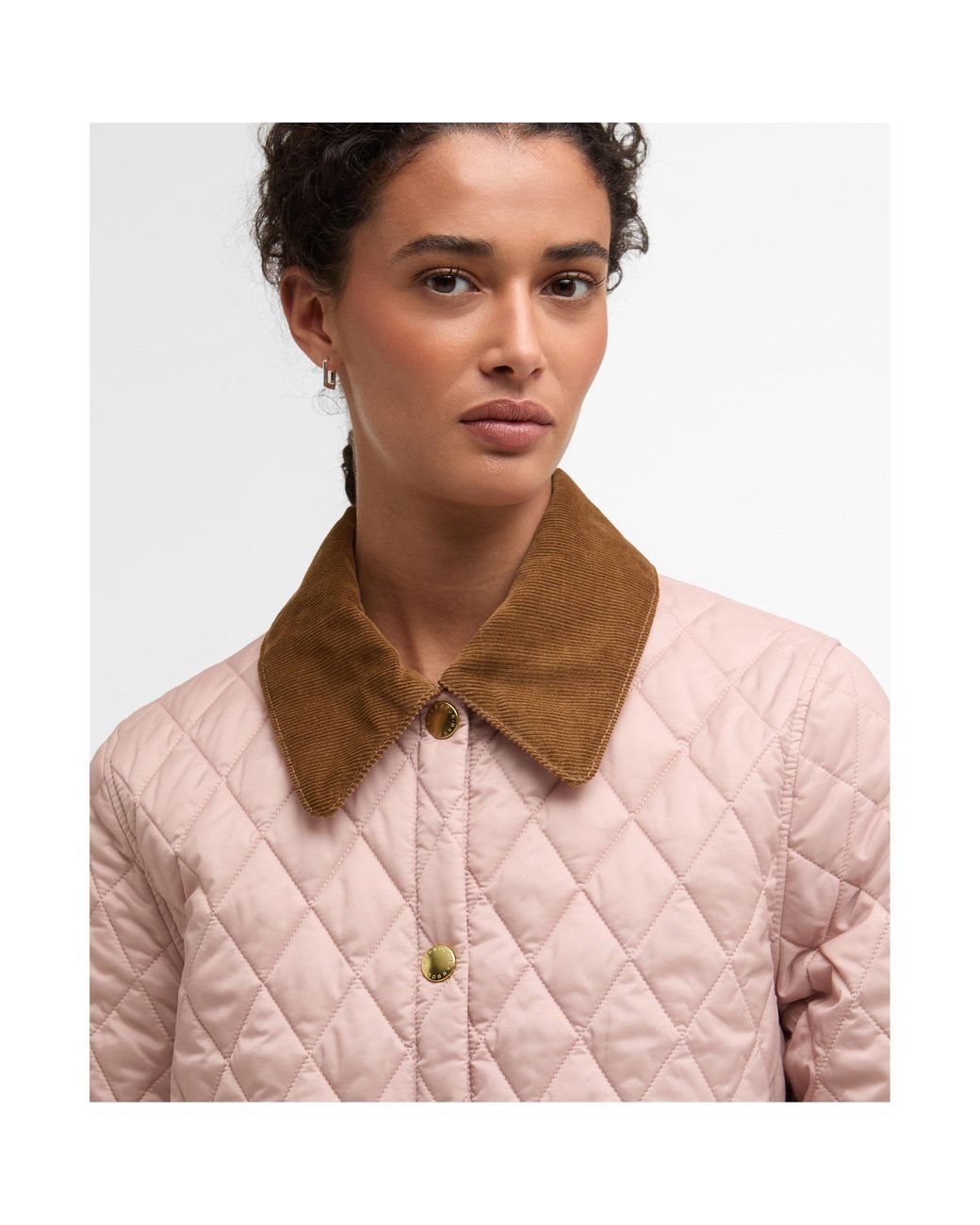 Barbour Pink Liddesdale Cropped Diamond Quilted Jacket