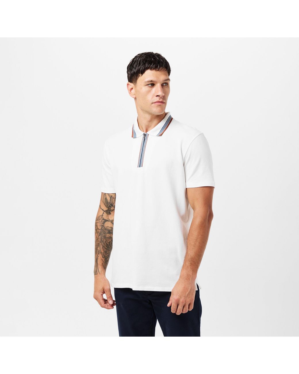 Paul Smith White Zipped Short-Sleeve Polo Shirt for men