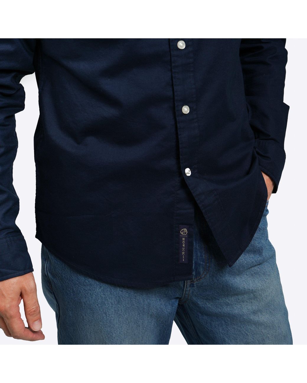 Howick Blue Classic Oxford Long Sleeve Shirt for men