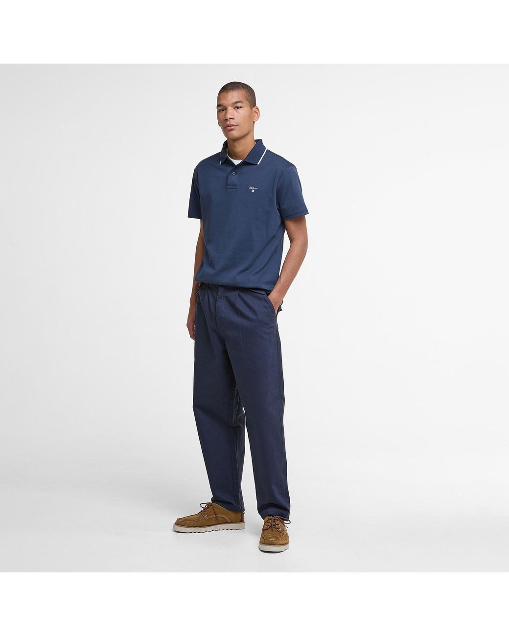 Barbour Blue Hackney Tailored Short-Sleeved Polo Shirt for men