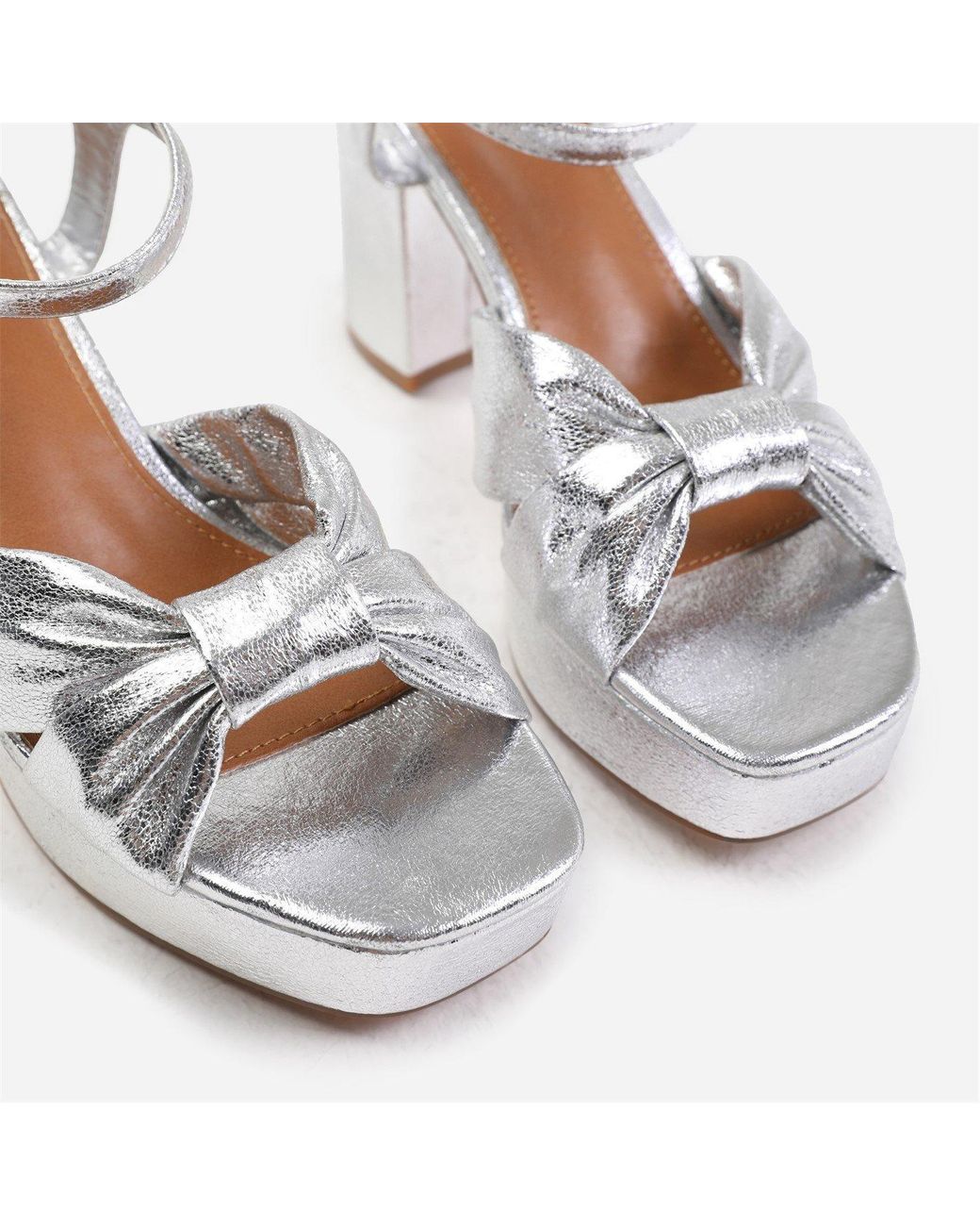 Where's That From White Talia Wide Fit Mid Block Heel With Plaftorm And Bo