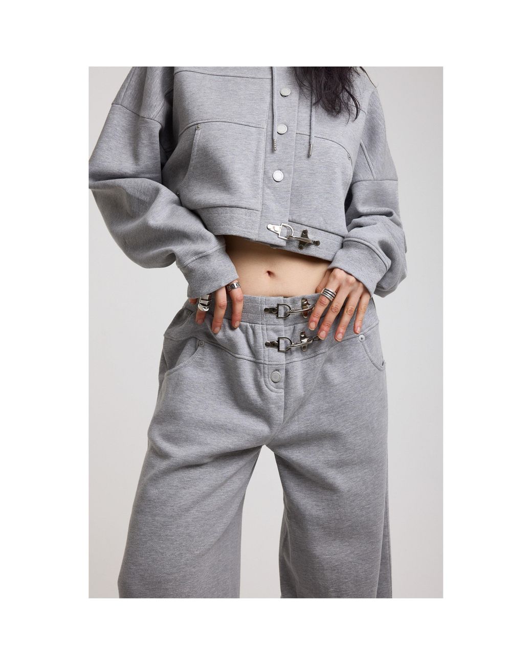 The Ragged Priest Gray Open Hem Fleece Joggers