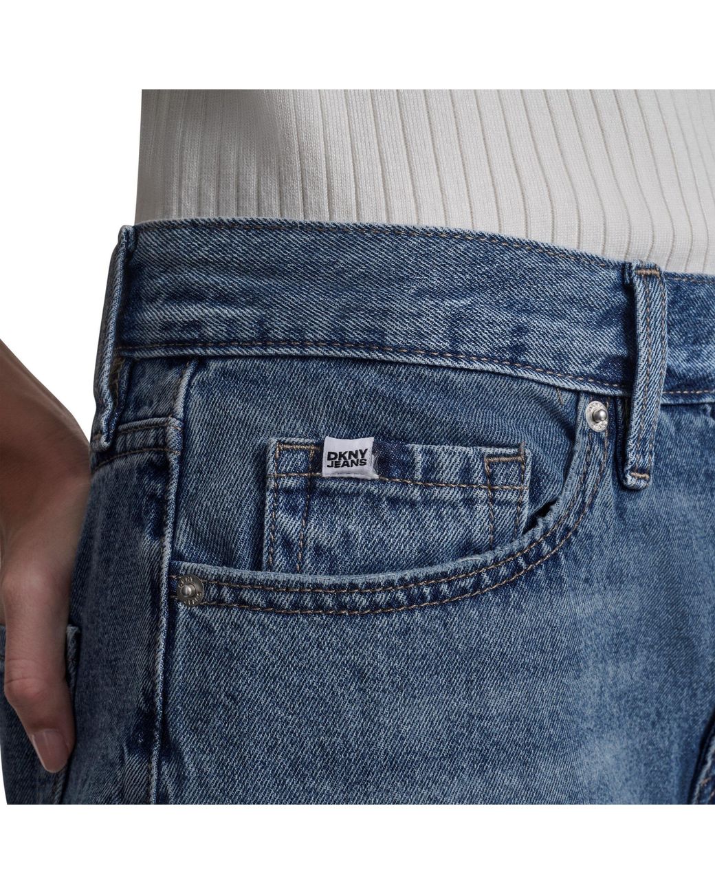 DKNY Blue Jeans Mid Rise Relaxed Bermuda Denim Short
