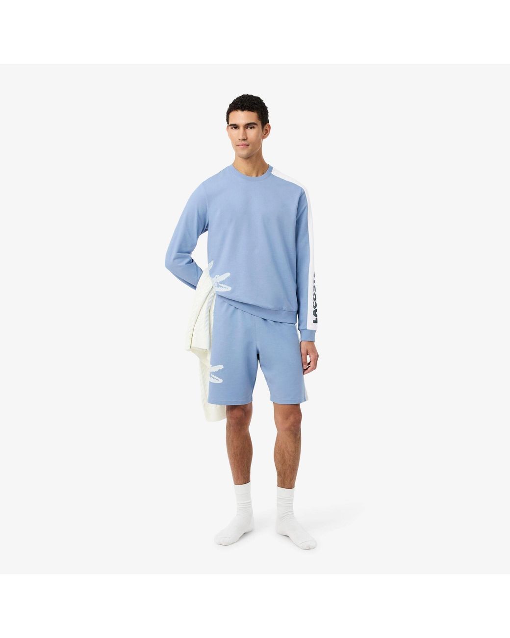Lacoste Blue Printed Long Sleeve Pyjama Top for men