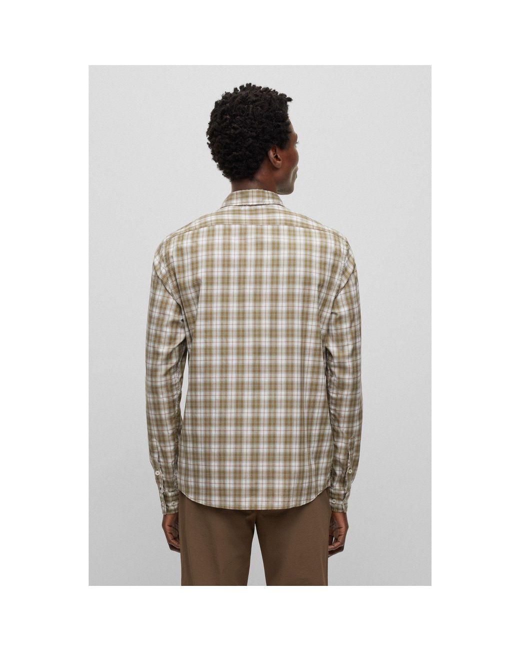 Boss Gray S-Liam-Kent-C1-233 Plain Long-Sleeve Shirt for men