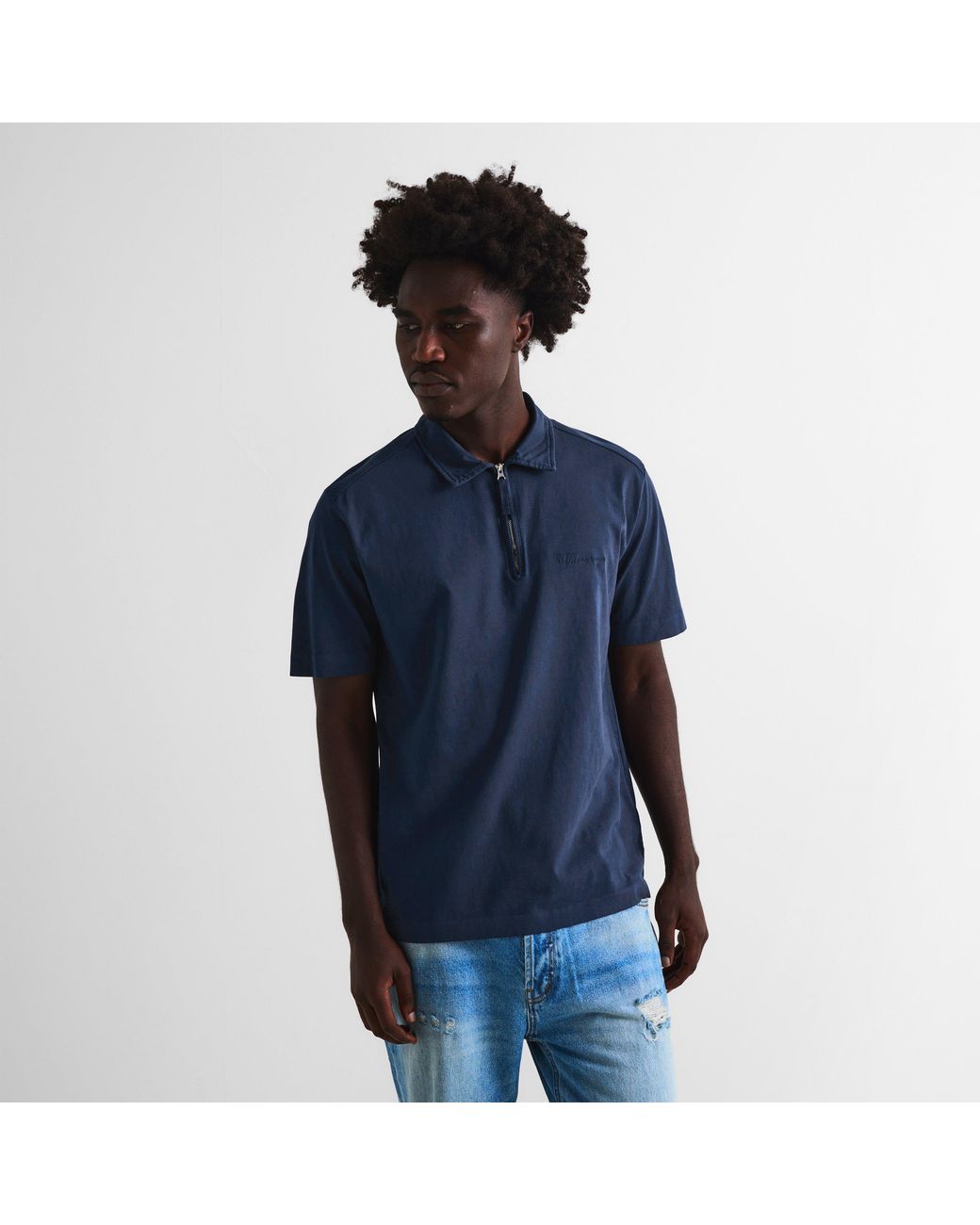 C P Company Blue Short Sleeve Polo Shirt for men