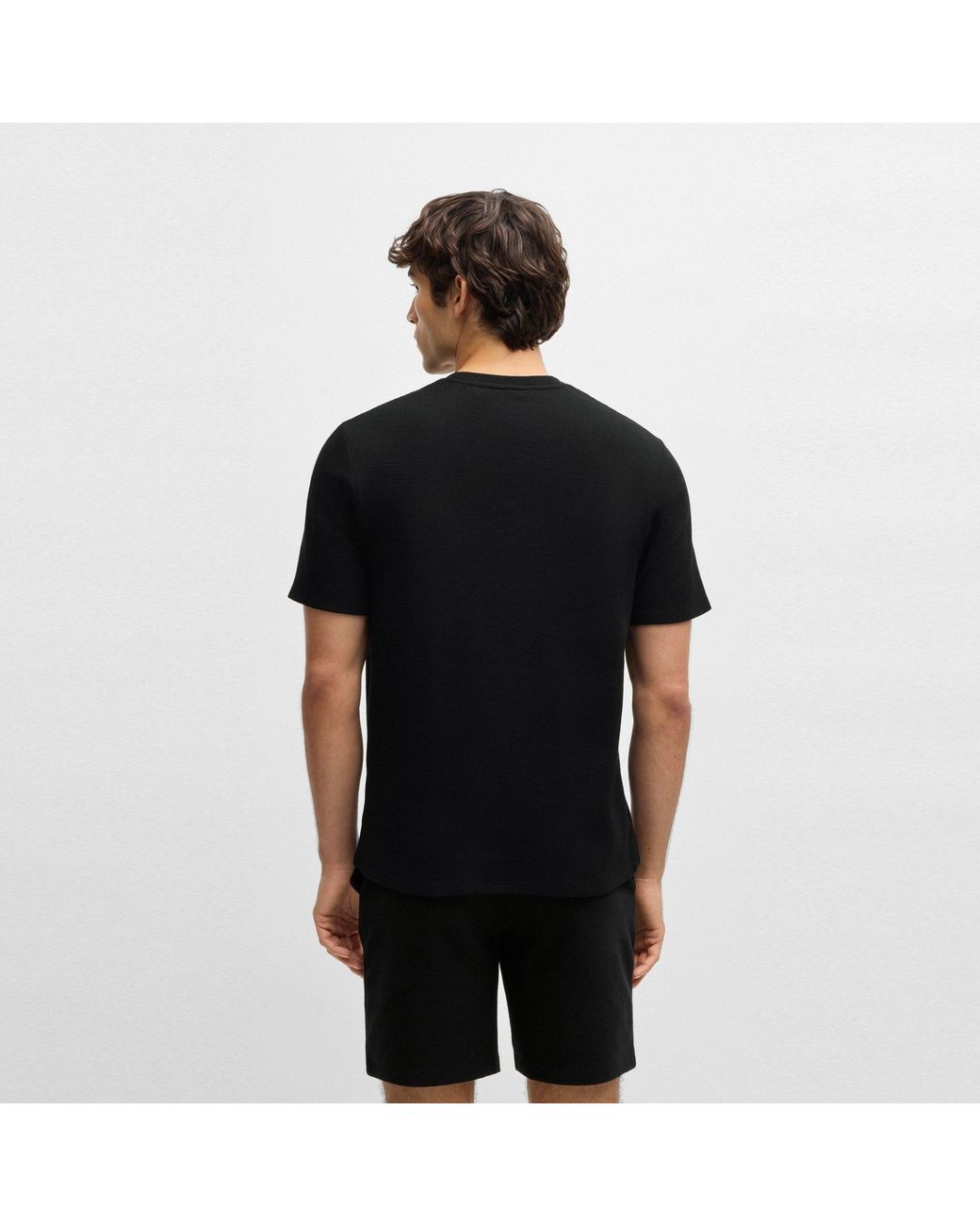 Boss Black Bodywear Waffle T-Shirt With Structured Design for men