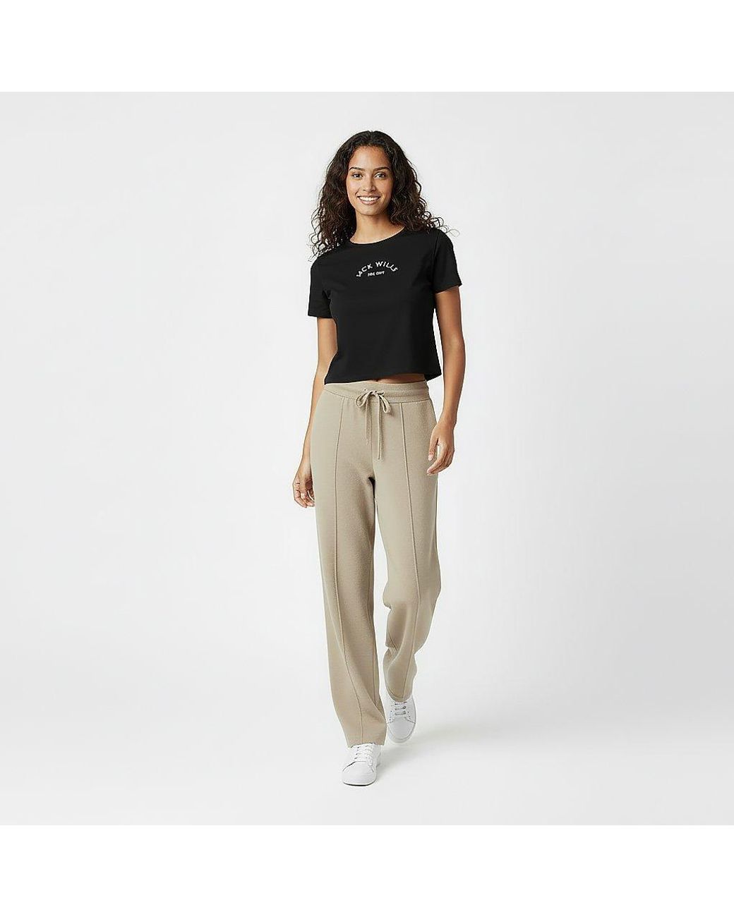 Jack Wills Natural Knitted Pin-Tuck Trousers