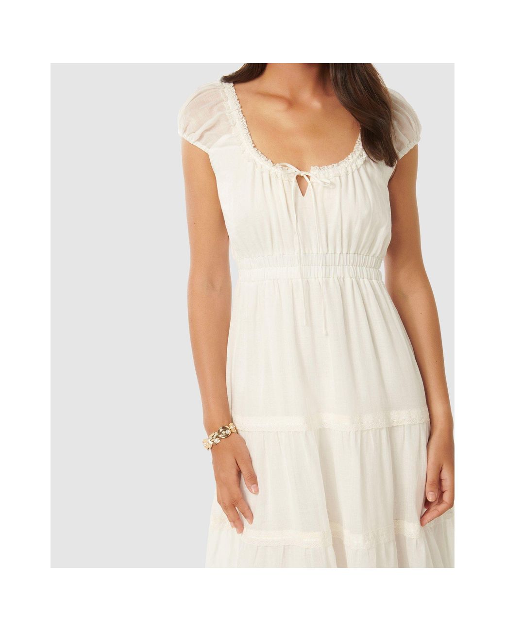 Forever New White Tuscany Trim Detail Midi Dress