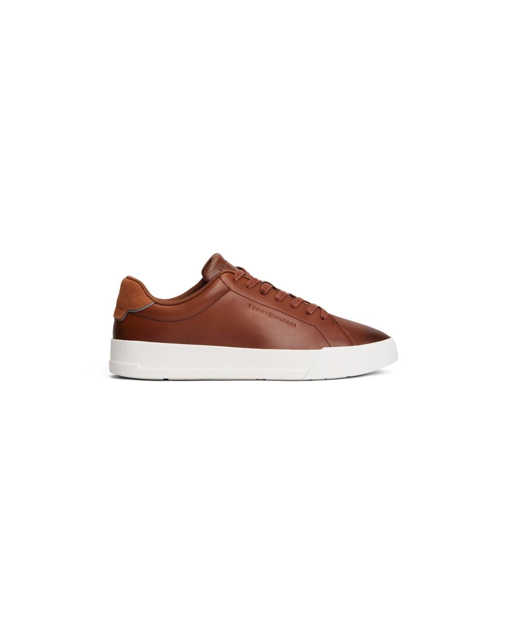 Tommy Hilfiger Brown Court Leather Low Top Trainers for men