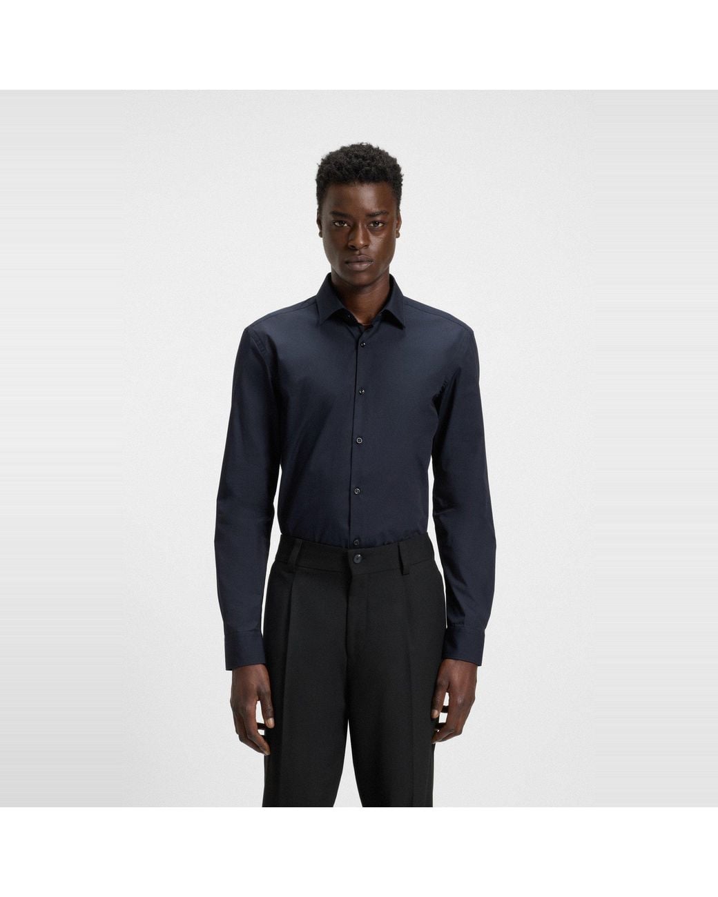 HUGO Blue Precision Long-Sleeve Shirt for men