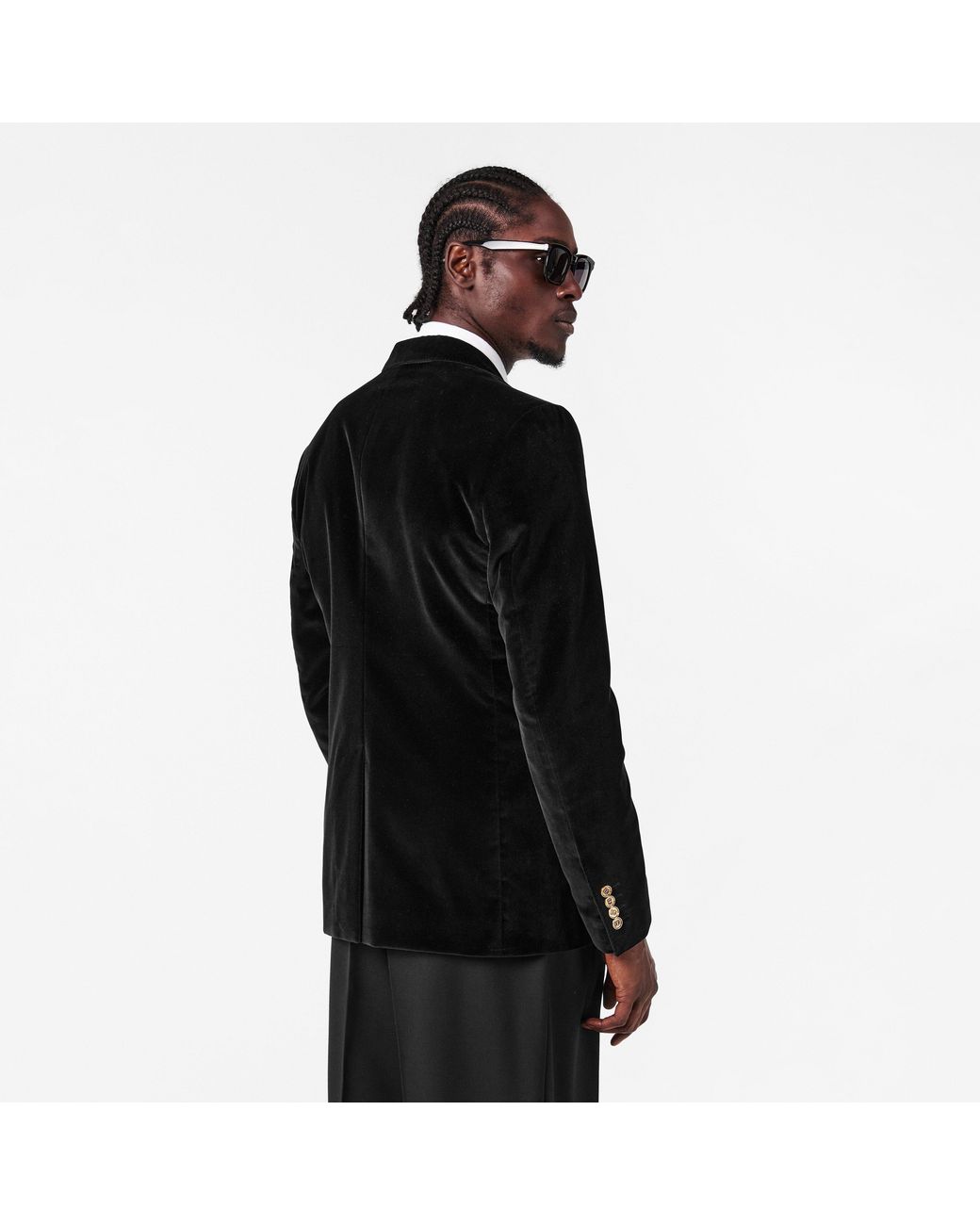 Dolce & Gabbana Black Velvet Tailored Blazer for men