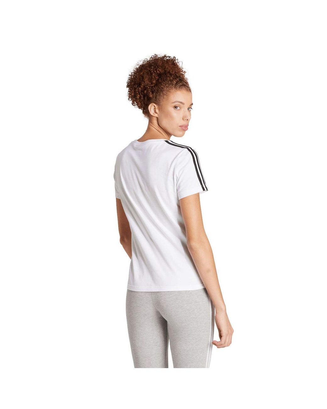 Adidas White Essentials Slim 3-Stripes T-Shirt