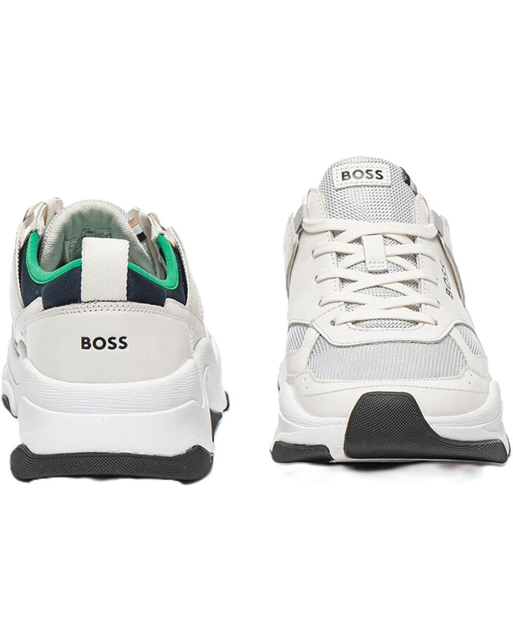 Boss White Asher Runners Casual Low-Top Trainers for men