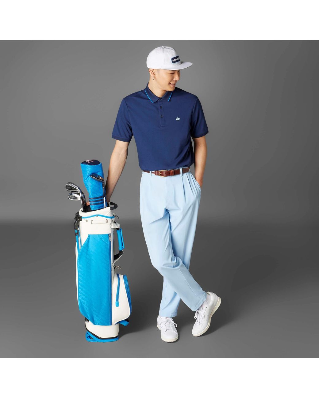 Adidas Blue F Pleat Golf Trousers for men
