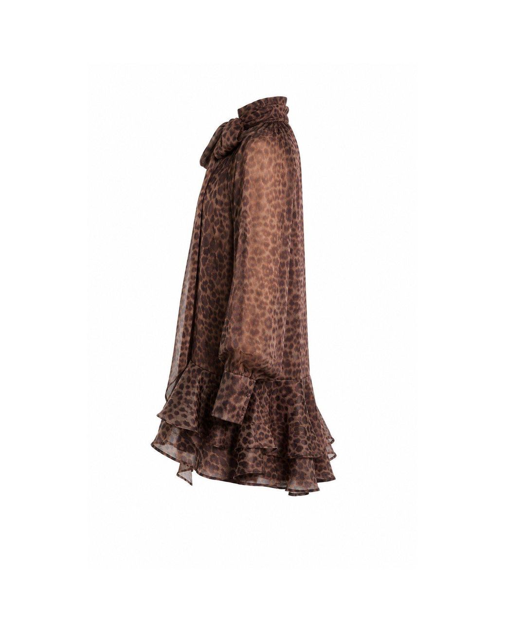 Bardot Brown Adrie Leopard Print Long-Sleeve Lyocell Mini Dress