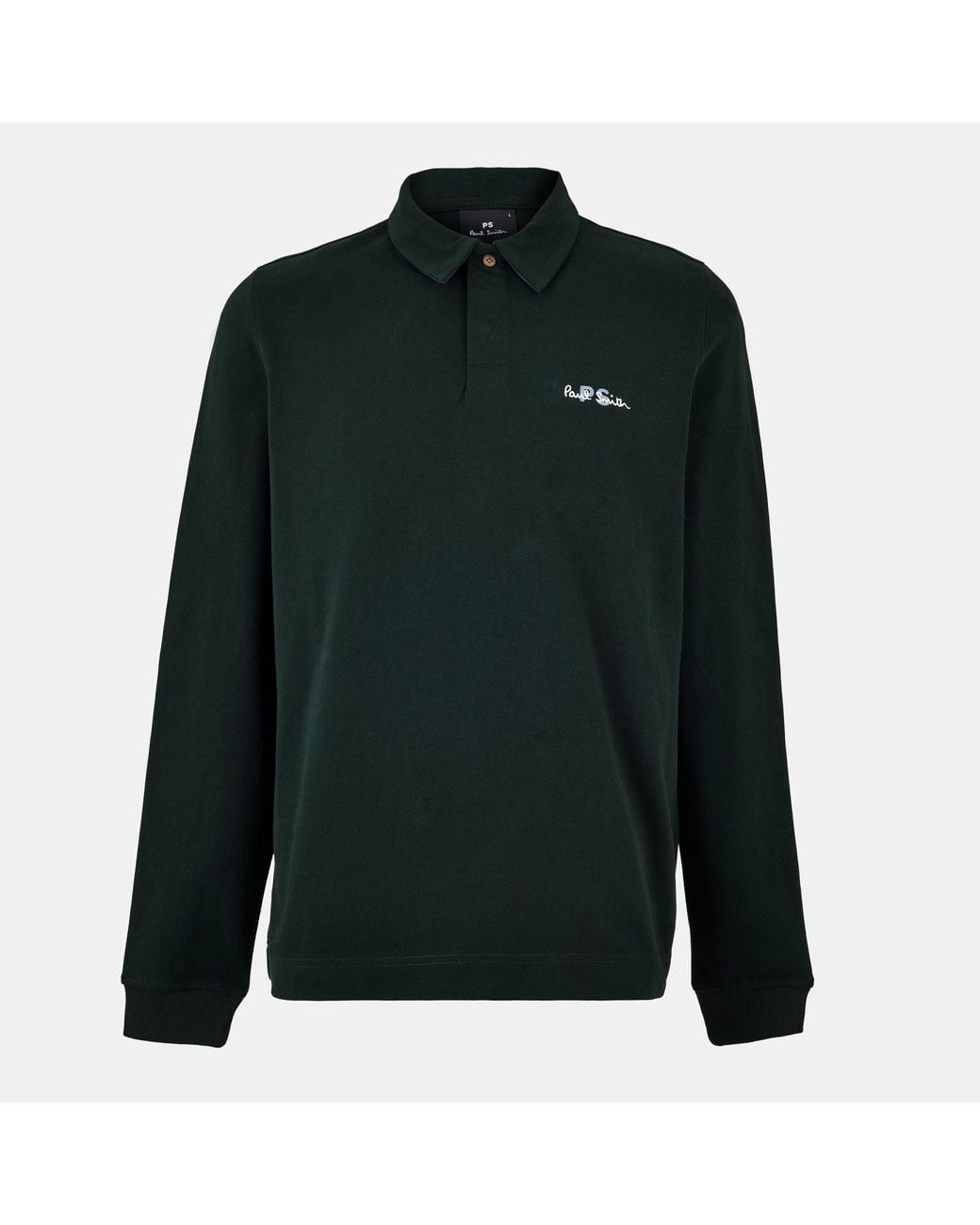 Paul Smith Green Embroidered Long-Sleeve Rugby Polo Shirt for men