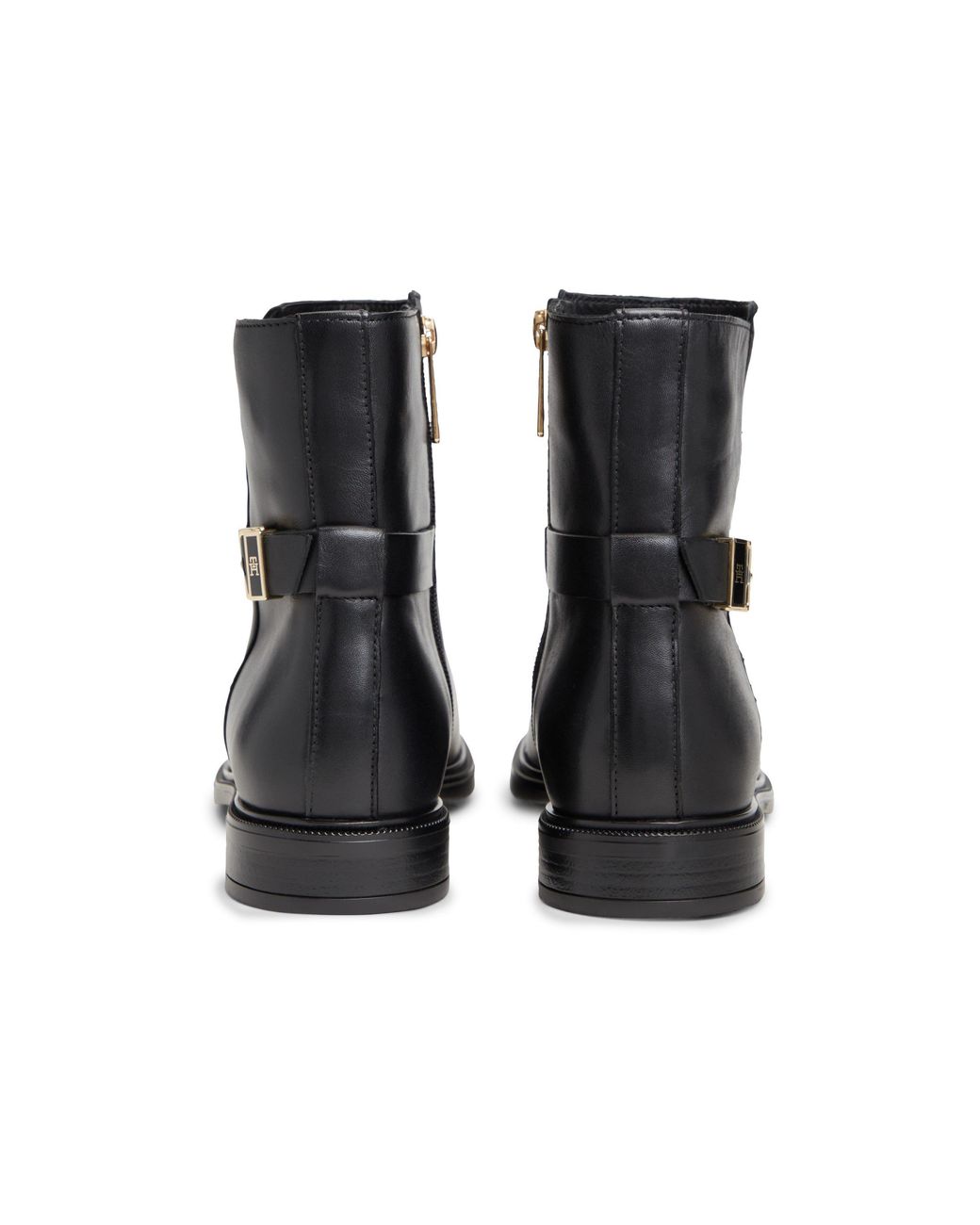 Tommy Hilfiger Black Buckle Leather Heeled Ankle Boots