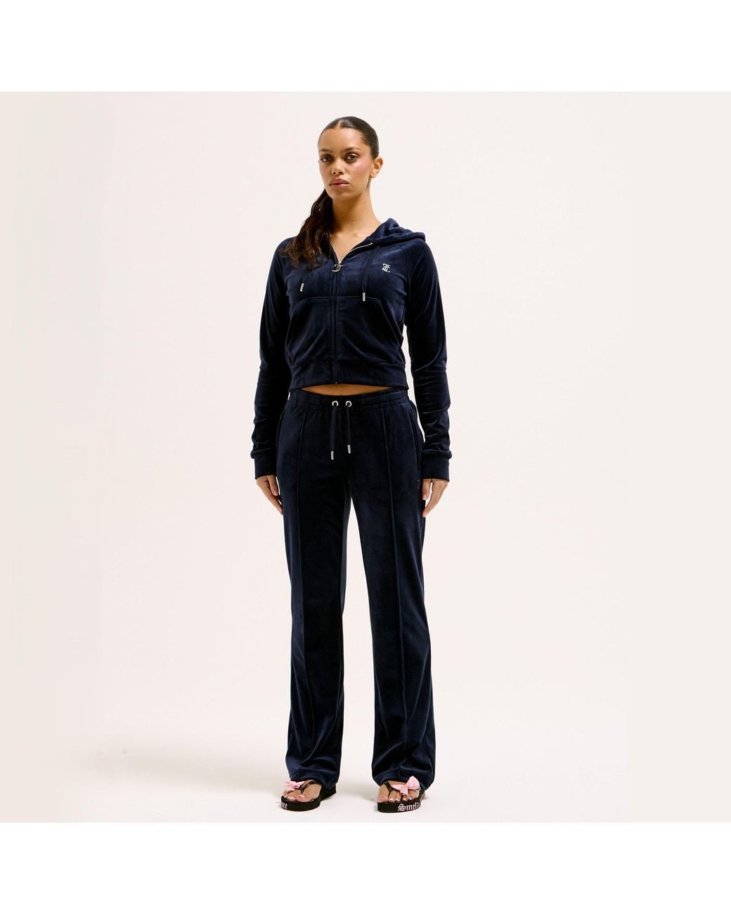 Juicy Couture Blue Tina Track Pant Velour Joggers